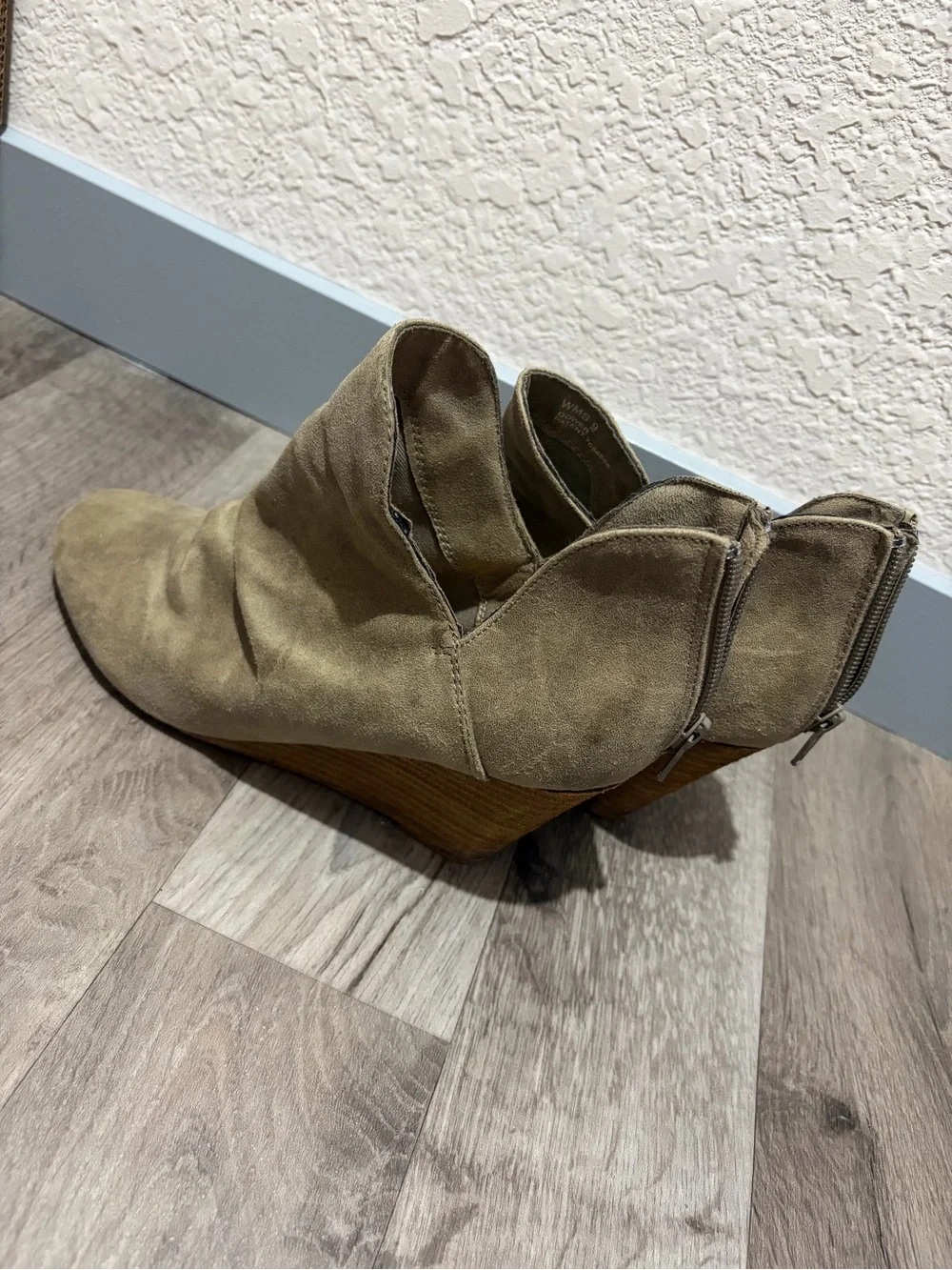 Women’s Taupe Faux Suede Wedge Ankle Booties Size 9